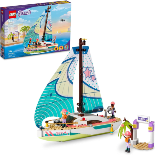 LEGO Friends Stephanies Sailing Adventure Toy Boat Set 41716, Sailboat Building Toy with Island, Drone, and 3 Mini Figures, Creative Sailing Gift for Kids, Girls, Boys Age 7+ Years