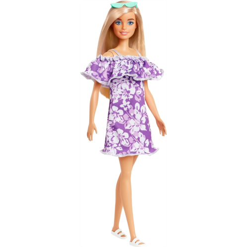 Barbie Loves The Ocean Beach-Themed Doll (11.5-inch Blonde), Made from Recycled Plastics, Wearing Fashion & Accessories, Gift for 3 to 7 Year Olds