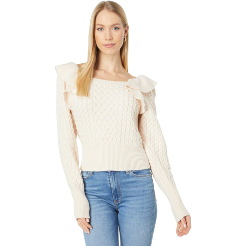 BCBGMAXAZRIA Ruffle Shoulder Sweater