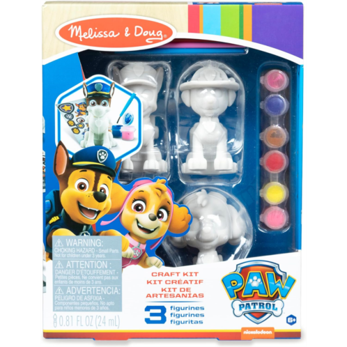 Melissa & Doug PAW Patrol Craft Kit - 3 Decorate Your Own Pup Figurines - Painting Kit, Toy Figures, Arts And Crafts Activity For Kids Ages 6+