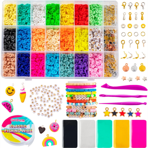 GirlZone Good Vibes DIY Jewelry Kit, Girls Jewelry Making Kit with Beads, Girls Jewelry Tools and Clay to Make Charms, Fun Crafts for Girls Ages 8-12