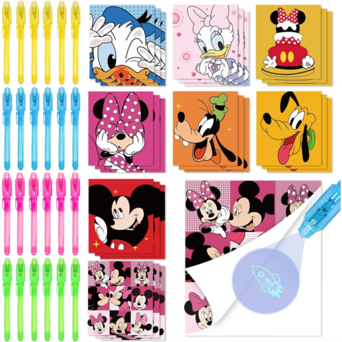Generic 48PCS Cartoon Mouse Party Favors Invisible Ink Pens with Notebook Spy Pen Magic Pen for Kids UV Pen Secret Message Birthday Party Supplies Goodie Bag Stuffers School Supplies Easte