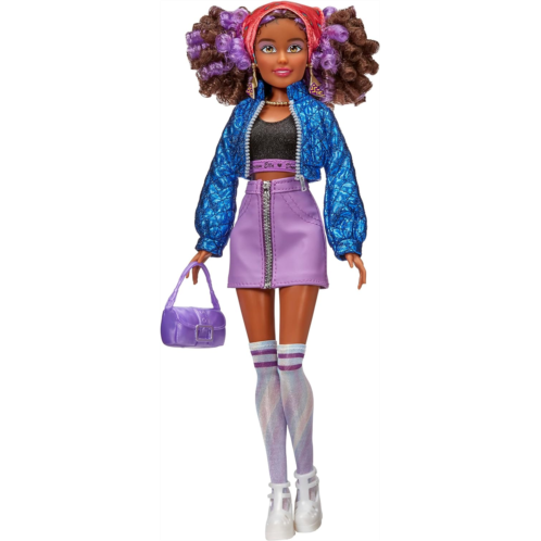 MGA Entertainment MGAs Dream Ella Extra Iconic Doll- Yasmin, 11.5 Fashion Doll with 9+ 90s Style Inspired Trendy Fashion Pieces, Purple Streaked Afro Puffs, Great Gift, Toy for Kids Ages 5+