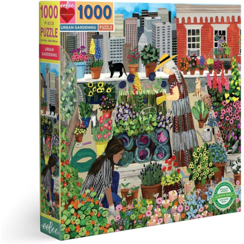 eeBoo: Piece and Love Urban Gardening 1000 Piece Square Adult Jigsaw Puzzle, Puzzle for Adults and Families, Glossy, Sturdy Pieces and Minimal Puzzle Dust