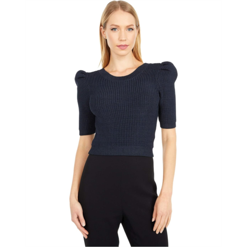 Cushnie Cropped Pleated Voluminous Sleeved Knit Top