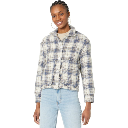 Blank NYC Plaid Tweed Cropped Shirt Jacket