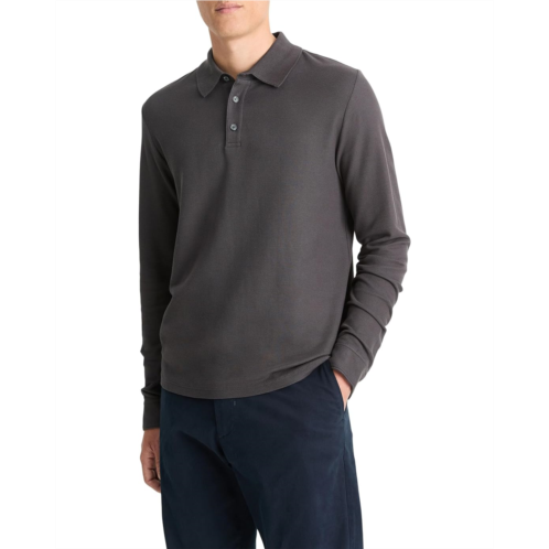 Mens Vince Pima Pique Long Sleeve Polo