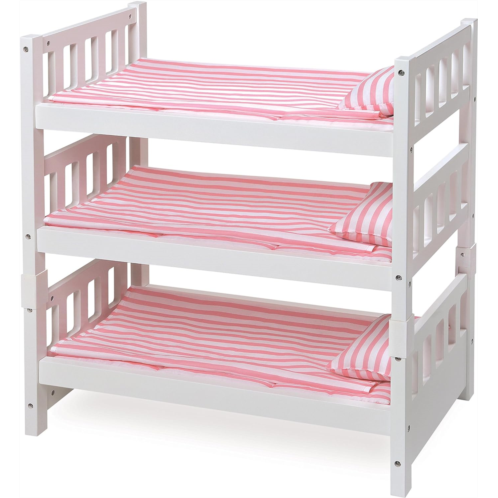 Badger Basket Toy 1-2-3 Convertible Doll Bunk Bed with Storage Baskets and Personalization Kit for 20 inch Dolls - Pink Stripe