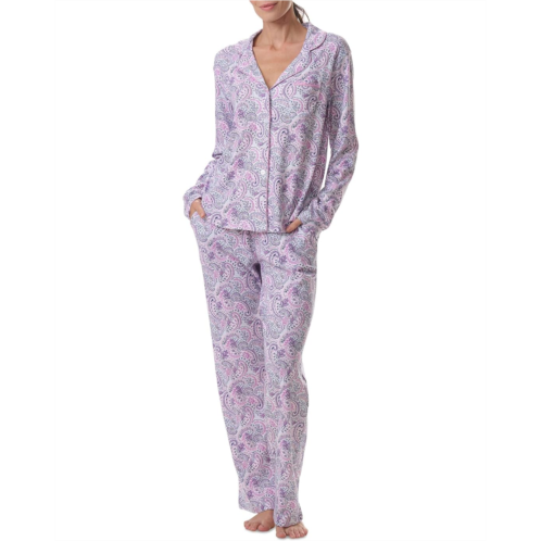 Womens Karen Neuburger Petite Long Sleeve Girlfriend Pajama Set With Lace