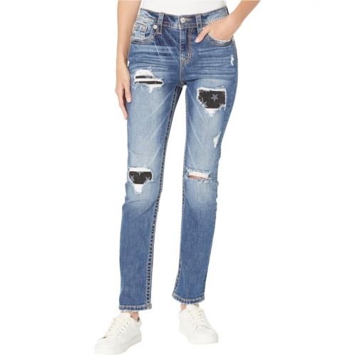 Miss Me High-Rise Slim Straight Jeans in Dark Blue