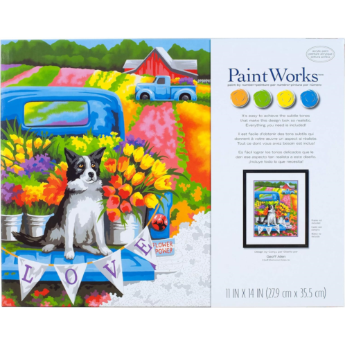 Dimensions Paint Works Paint by Number Kit 11X14-Flower Power Dog, Multicolor
