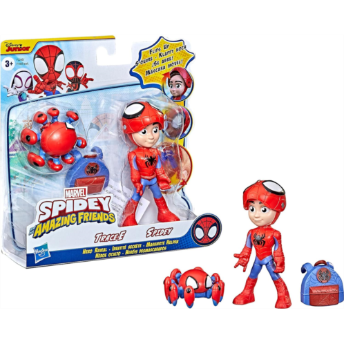 Spidey and His Amazing Friends Marvel Hero Reveal 2-Pack, 4-Inch Scale-Action Figures,-Mask Flip Feature, Spidey and Trace-E, 3 and Up