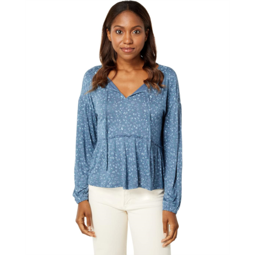 Lucky Brand Long Sleeve Notch Neck Top