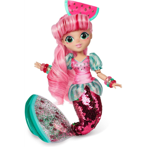 Sunny Days Entertainment Fidgie Friends Watermellow - Mermaid with Flip Sequin Tail 10.5 Inch Fashion Doll with Fidgets Sensory Toys for Kids