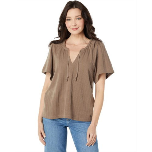 Madewell Pointelle Tie Neck Tunic Top