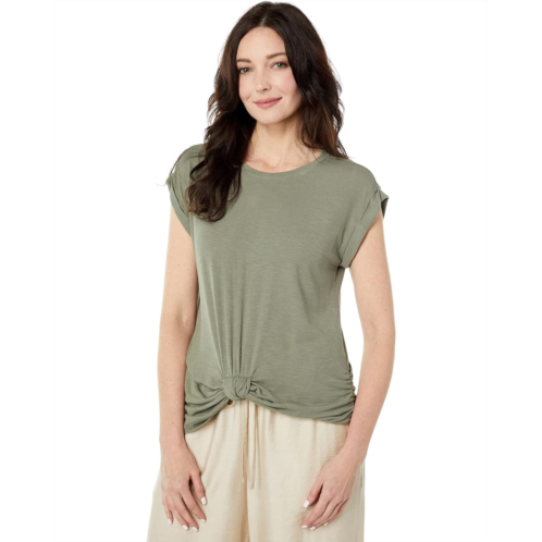 Vince Camuto Short Sleeve Knot Front Rib Tee