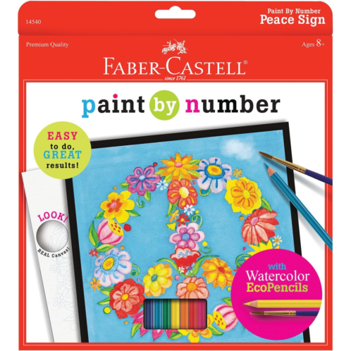 Faber-Castell Paint By Number Peace Kit - Watercolor Paint by Number for Kids