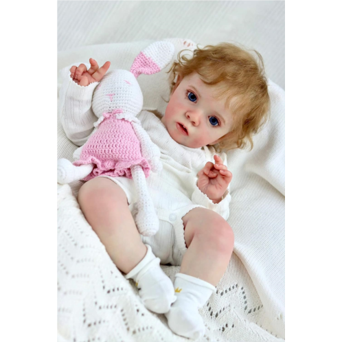 ROSHUAN Reborn Baby Dolls Girl Missy Soft Vinyl Silicone Real Looking Baby Dolls Realistic Baby Dolls with Hair 24 Inch Reborn Toddlers Weighted Baby Doll Bebe Reborn Girl Xmas Gift
