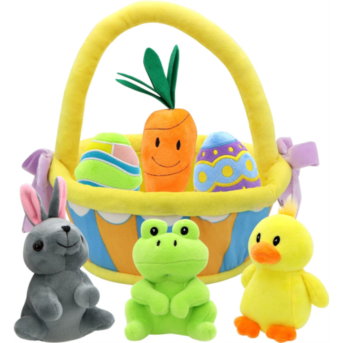 JOYIN 7 Pcs Basket for Easter Plush Original Style Plushies Playset Stuffers Toys Party Favors,Plush Baby, Toddler & Kids of All Ages