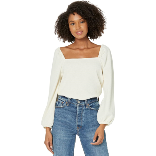 Madewell Crepe Square-Neck Puff-Sleeve Top