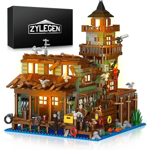 ZYLEGEN Fishing Village House Mini Bricks Building Kit,Ideas Creative Modular Architecture Mini Building Blocks Set Toys for Adult(1,881Pcs)