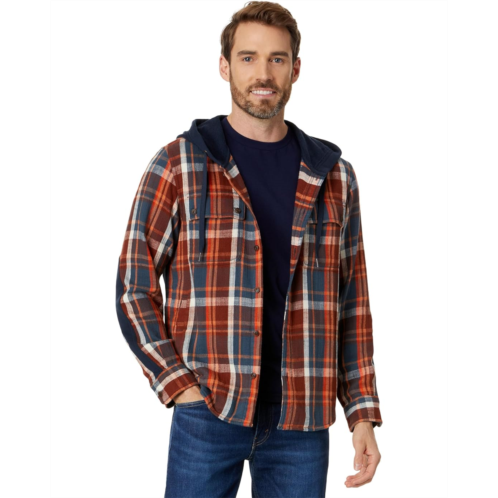 L.L.Bean Mens LLBean Signature Heritage Textured Flannel Plaid Hooded Shirt