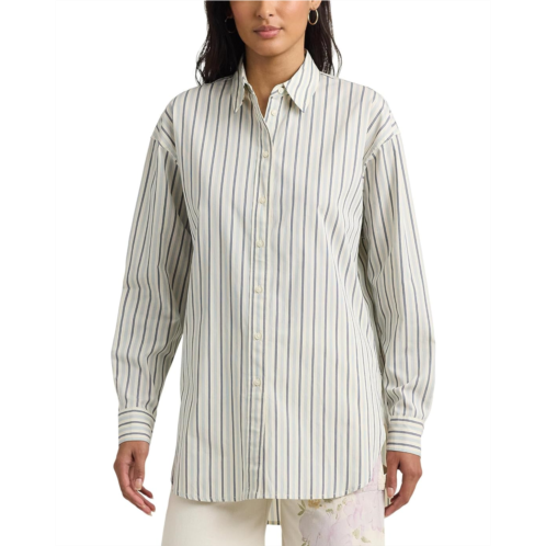 POLO Ralph Lauren Womens LAUREN Ralph Lauren Striped Cotton Broadcloth Shirt