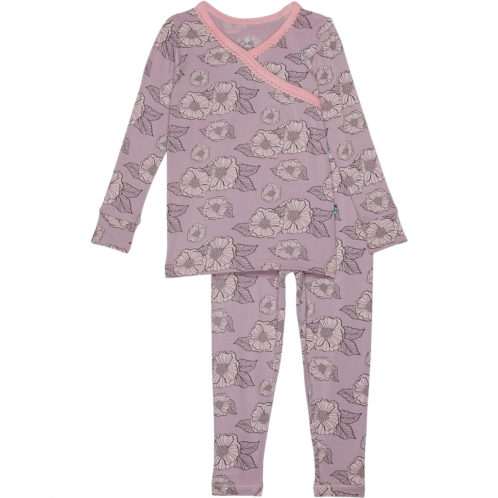 Kickee Pants Kids Long Sleeve Scallop Kimono Pajama Set (Toddler/Little Kids/Big Kids)