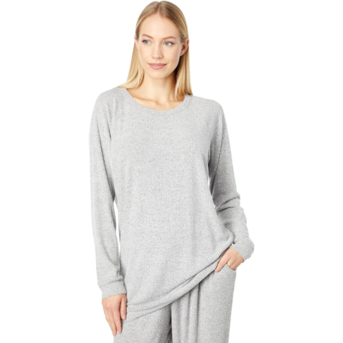 Bobi Los Angeles Brushed Heather Rib Long Sleeve Raglan Tunic