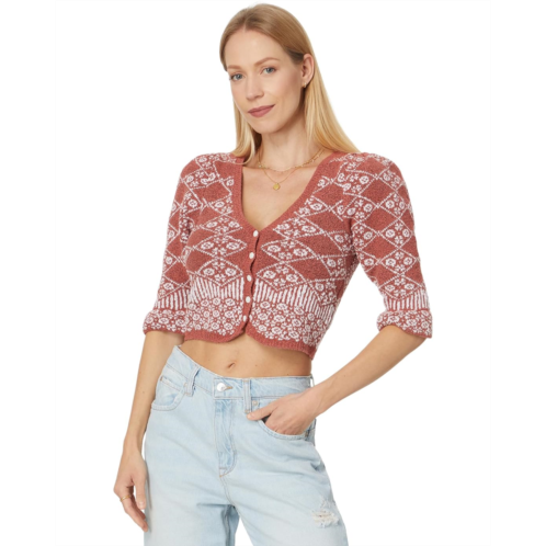 Womens Free People Geo Floral Cardi