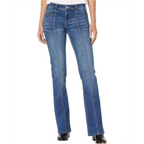 Rock and Roll Cowgirl Mid-Rise Bootcut with Clean Pocket and Front Seam Detail in Medium Wash W1-6158