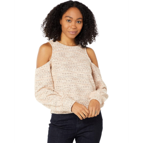 1.STATE Long Sleeve Cold-Shoulder Crew Neck Top