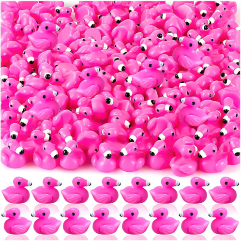 HFAYDZSW 100Pcs Mini Resin Flamingo Ducks, Flamingo Tiny Ducks, Cute Flamingo Figurines for Cake Topper Garden Dollhouse Landscape Aquarium Ornaments DIY Crafts