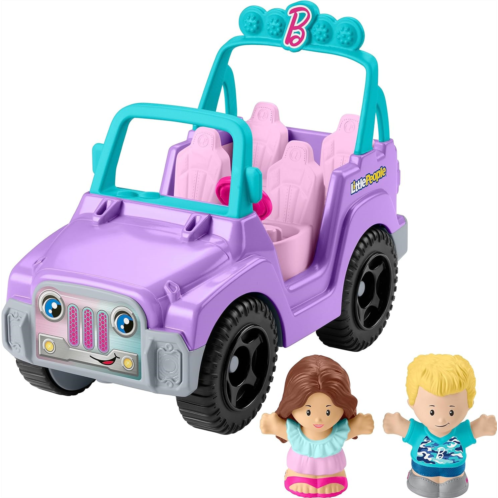 Fisher-Price Little People Barbie Toy Car Beach Cruiser with Music Sounds and 2 Figures for Pretend Play Ages 18+ Months