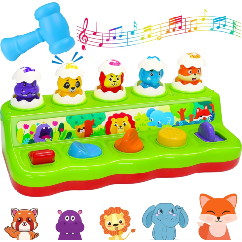 Cieyan Interactive Pop Up Animals Toy with Music & Light, Animal Sound, Hammer, Baby Toys 12-18 Months 9+ Months, Cause and Effect Toys for 1 Year Old Boy Girl Toddler Toys Age 1-2