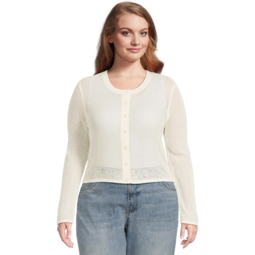 Womens Mod-o-doc Long Sleeve Button Front Open Knit Sweater