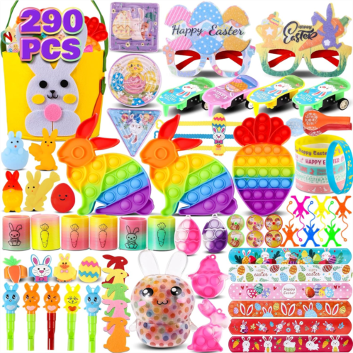 Cinlilian 290PCS Easter Party Favors for Kids, Fidget Toys Packs, Bulk Toys for Easter Eggs Fillers Easter Egg Stuffers,Treasure Box Toys for Kids Easter Gifts Pinata Stuffers Classroom Priz