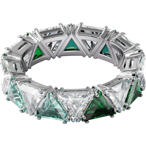 Swarovski Ortyx Ring Jewelry Collection, Rhodium Finish, Green Crystals, Clear Crystals