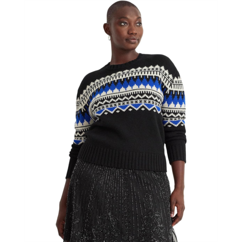 POLO Ralph Lauren Womens LAUREN Ralph Lauren Plus-Size Fair Isle Wool-Blend Crewneck Sweater