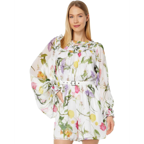 Ted Baker Ruffle Playsuit with Blouson Sleeves
