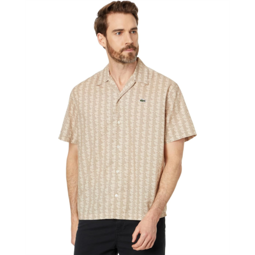 Mens Lacoste Short Sleeve Relaxed Fit Monogram Woven Shirt