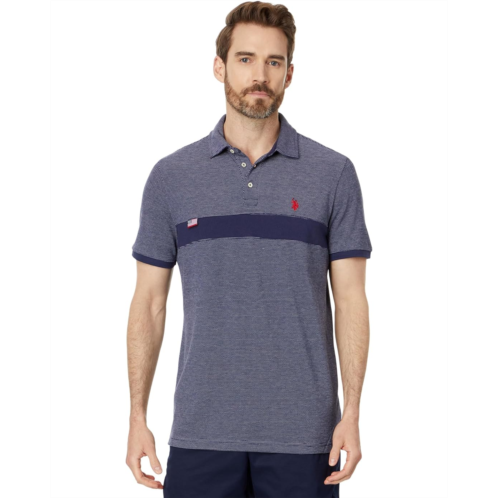 U.S. POLO ASSN. Jacquard Pique Pieced Textured Short Sleeve Polo Shirt