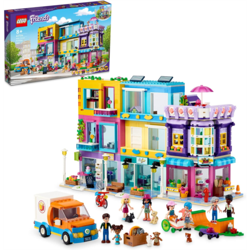 LEGO Friends Main Street Building, Heartlake City Cafe & Hair Salon 41704, Mini Dolls House with Toy Shops, Modular Building Set, Pretend Play Hair Salon Gift for 8 Plus Year Old K