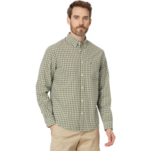 Mens Lacoste Long Sleeve Regular Fit Plaid Casual Button-Down Shirt