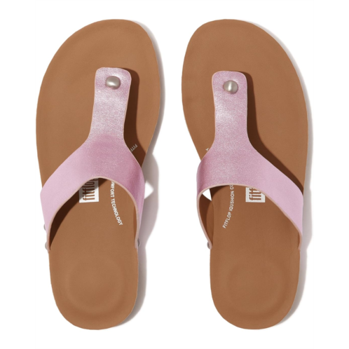 Womens FitFlop Iqushion Metallic-Leather Toe-Post Sandals