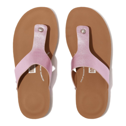 FitFlop Iqushion Metallic-Leather Toe-Post Sandals