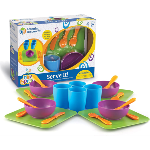 Learning Resources New Sprouts Serve It! Dish Set, Early Social Interactions, 24 Piece, Ages 2+,Multicolor,7 L x 7 W in