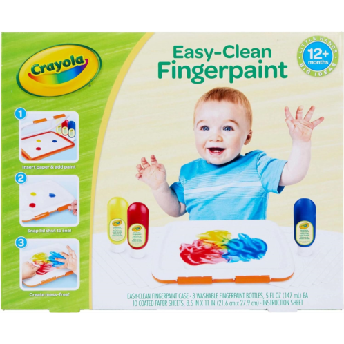 Crayola Washable Finger Paint Station, Less Mess Finger Paints for Toddlers, Sensory Toy, Toddler Activity, Gift for Toddler