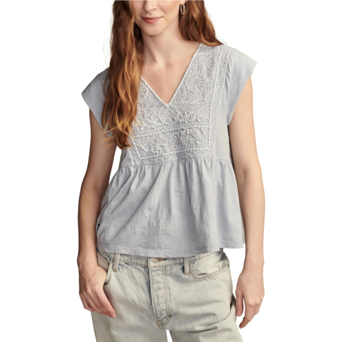 Lucky Brand Embroidered Baby Doll Top