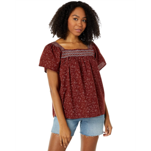 Madewell Square-Neck Smocked Top in Dotted Vines